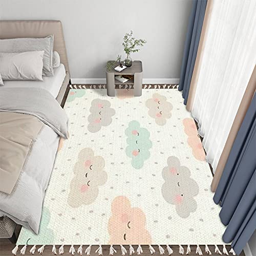 Boho Rug Cute Cartoon Face Cloud Seamless Pattern Dot Area Rug Carpet Patio Rug Hallway Runner Rug Mat Pad Minimalist Home Decor Living Room Bedroom Indoor Outdoor, Multi1, 120x180cm - color: Multi1, size: 120x180cm