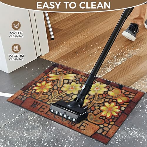 Durable Welcome Door Mats 24”x36” – Heavy Duty Non-Slip Rubber Outside Door Mat Large Front Outdoor Mat for Home Entrance, Porch, Patio, Garage and High Traffic Areas,Dragonfly Flower - size: 2' x 3' (Rectangular)