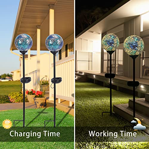 VCUTEKA Mosaic Solar Light, Solar Garden Decorative Lights Outdoor Waterproof LED Pathway Stake Light for Landscape Patio Yard Deck Walkway Decoration, 2 Pack - color: Yellow