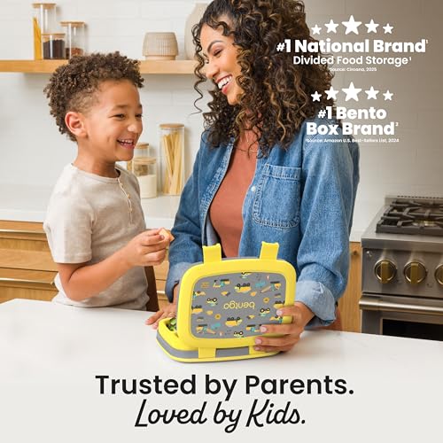 Bentgo Kids Prints Leak-Proof, 5-Compartment Bento-Style Kids Lunch Box - Ideal Portion Sizes for Ages 3-7, Durable, Drop-Proof, Dishwasher Safe, & PFAS & BPA-Free Materials (Construction Trucks) - color: Construction Trucks