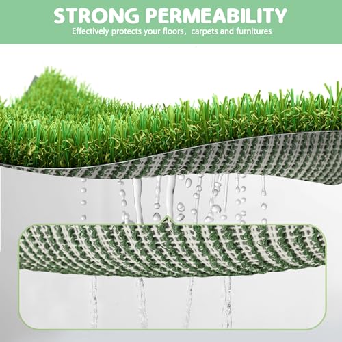 Dog Grass Pad With Tray, 25" x 20" Potty for Puppy Training, Reusable Artificial Pee Pad, Indoor/Outdoor Pet Toilet Loo, 3-Layer System - size: M 25x20x2.4IN-1 Grass Pad