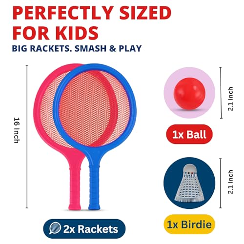 Badminton Racket Set for Kids, Toddlers with Paddles, Ball and Birdie - Junior Kindergarten Student Outdoor Sports Tennis Racquet Play Game Beach Toys - style: 6-Pack