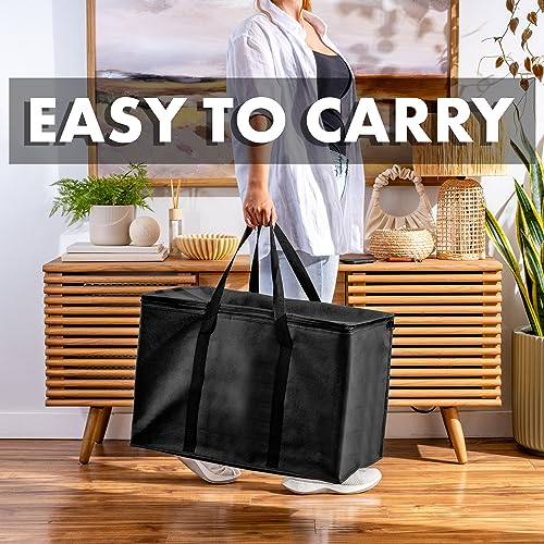 Carrywell (Not Made In China) Insulated Food Delivery and Catering Bags, XXXL Pizza Delivery and Reusable Warming Bag, Thermal Insulation Tote for Hot and Cold Food, Doordash - color: Black, size: 1 pack, style: Xxxl Insulated