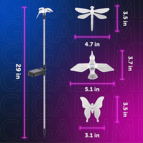 GIGALUMI Solar Garden Lights, 3 Pack Solar Butterfly Lights Decoration, Outdoor Garden Decoration Color Changing LED, Outdoor Decorative for Pathway, Lawn, Patio, Driveway - size: 3pack