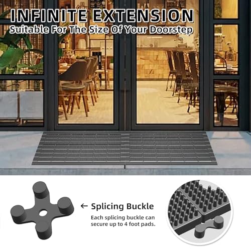 MATALL Waterproof Outdoor Door Mat - 36x24 Inches Non-Slip Drainage Large Door Interlocking Floor Mat for Indoor Home Pool Entry Garage（Gray ） - color: Grey, size: 2' x 3' (Rectangular)