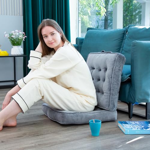 1 MIDDLE ONE Floor Pillow Set of 4, Memory Foam Meditation Cushion, Floor Cushions for Adults Sitting, Large Square Seat Cushions for Yoga, Living Room, 20x20 Inch (Grey) - color: Grey, size: 20x20 Inch(Pack of 4)