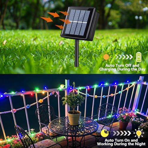 YEGUO 4 Pack Multicolor Solar Fairy Lights, Each 33ft 100 LED Christmas Lights Outdoor Waterproof, 8 Modes Sliver Wire Solar String Lights - color: Multicolor