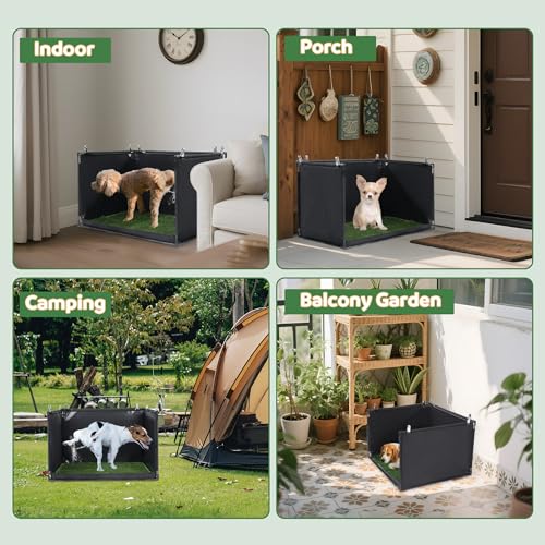 MABOZOO Dog Pee Pad Holder with Artificial Grass, 25 * 21 * 15.7 in Foldable Indoor Dog Potty Tray with Hemmed Edge, No Spill Pee Pad Holder Tray Puppy Litter Box for Dogs - size: Medium