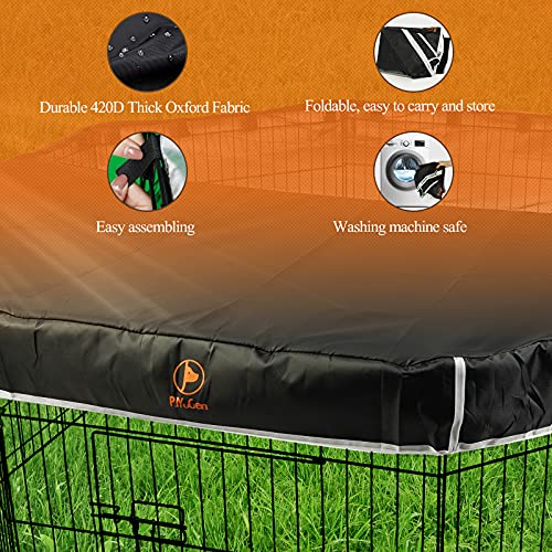 PJYuCien Dog Playpen Mesh Top Cover, Fits 24 Inch 8 Panels Regular Octagon Metal Exercise Pet Pen, Adhesive Tape Connections, Black (Note: Cover Only, Fence Not Included) - color: Only Black Top Cover, Adhesive Tape Connections