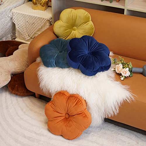 ARTMAGIC Flower Shaped Velvet Decorative Throw Pillow Cushion Ultra Soft Cute Floor Pillow for Couch Bed Sofa (Chartreuse) - color: Chartreuse