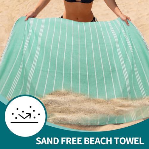 YSYJ 24 Pack Turkish Beach Towel 36"x71" Beach Towels Oversized Bath Towels Sand Free Quick Dry Turkish Towel Bulk Extra Large Pool Blanket Teal - color: Teal, size: 36"x71"- 24 Pack