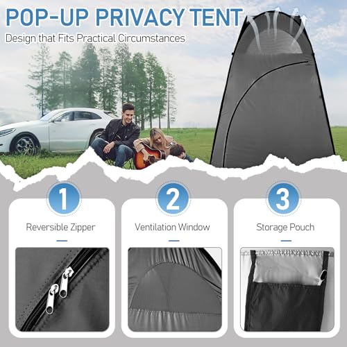 Pop Up Shower Changing Room Privacy Tent, Instant Portable Outdoor Shower Tent, Camp Toilet, Rain Shelter for Camping & Beach Lightweight & Sturdy, Easy Set Up, Foldable,with Carry Bag - style: Dark Gray