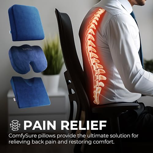 ComfySure Extra Large Wheelchair Seat Cushion - Firm Memory Foam Chair Pad for Wheelchair, Recliner, Office, Car & Bariatric Overweight Users 19”x17”x3” - color: Navy