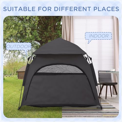PawHut Pop Up Dog Tent for Extra Large and Large Dogs, Portable Pet Camping Tent with Carrying Bag for Beach, Backyard, Home - color: Dark Gray