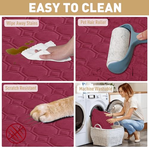 ZNSAYOTX Ultimate Cozy Blankets (30"x70") 100% Waterproof Sofa Mat Blanket for Dog Pets, Bed Couch Protector with Non-Slip Back Washable Durable, Pee Scratch Proof Easy to Clean (Wine Red) - color: Wine Red, size: 30x70 Inch