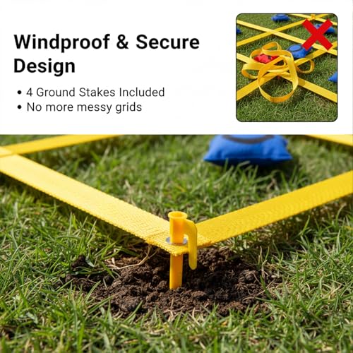 Tic Tac Toe Game - 4 Ft x 4 Ft Giant Bean Bag Toss Tic Tac Toe Outdoor Game for Backyard, Camping, Lawn, Fun Outdoor Games for The Family and Kids - Portable Yard Game Requires No Assembly