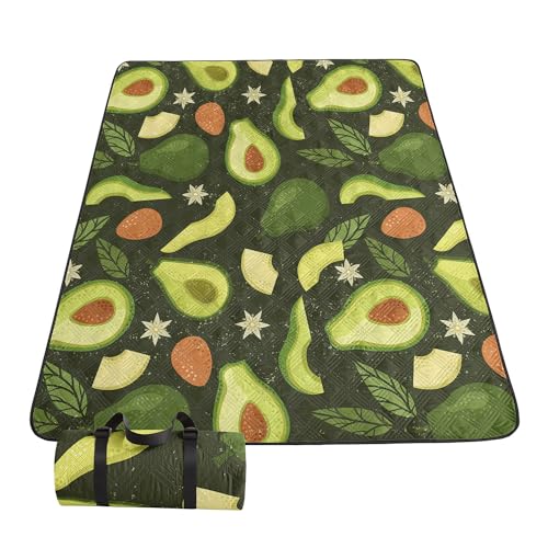 Outdoor Picnic Blanket,Portable Sandproof Waterproof Picnic Mat,Avocado Printed Camping Beach Mat for Sand and Wet Grass Hiking (Avocado L) - color: Avocado, size: Extra Long - 78"x78"