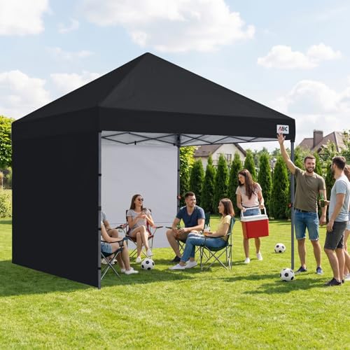 ABCCANOPY Easy Pop up Canopy Tent with 2 Sidewalls for Outdoor Sun Blocking or Rain Protection,8x8, Black - color: Black, size: 8x8