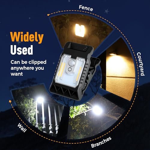 Solar Clip Light with Motion Sensor, 2026 New Portable Outdoor LED Light for Camping, Adjustable Clip On LED Light for Garden, Multifunctional Clip Lamp for Garage, Emergency LED Light for Home (4PCS)
