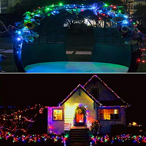 2 Pack 200 LED Solar String Lights, 85.2ft 8 Modes Solar String Lights for Outside, Waterproof and Solar Powered Outdoor String Lights for Holiday Christmas Yard Garden Tree Wedding Party (Multicolor) - color: Multicolor