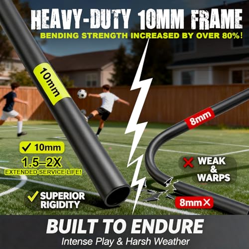 Pro-Grade Kids Backyard Soccer Goal, Tear-Resistant 5-Layer Polyester Soccer Net & 10mm Poles for Maximum Durability, 4x3ft/6x4ft/7x5ft, Pop Up Portable Soccer Training Equipment Set with Size 4 Ball - size: 4 ft x 3ft, style: Blue
