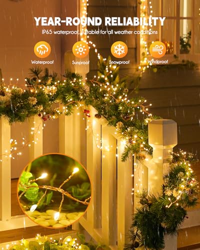 Brightown Solar String Lights for Outside, 19.6Ft 240 LED Solar String Lights Outdoor Waterproof, Solar Fairy Lights with 8 Modes for Patio Party Garden Yard Home, Warm White - color: Warm White, size: 19.6Ft