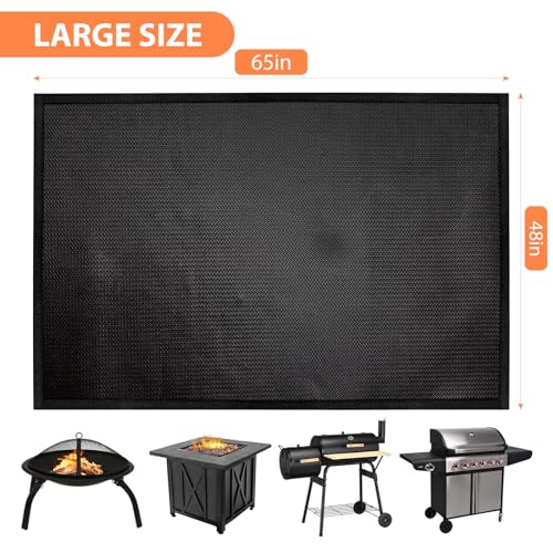 65 x 48 inch Under Grill Mats for Outdoor Grill - Fireproof Grill Mats for Outdoor Grill Deck and Grass Protector - Water Resistant & Oil Proof- Easy to Clean Fire Pit Mat, Fireplace Mat - size: 65x48in(0.6mm)