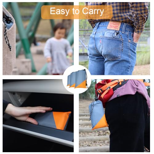 Orga'Neat Pocket Picnic Blanket, Beach Mat Waterproof Sandproof, Compact Lightweight Small Tarp for Camping, Hiking, Backpacking, Festival, Travel, Foldable in Bags (Grey/Orange, 55"x39") - color: Grey/Orange, size: 55"x39"