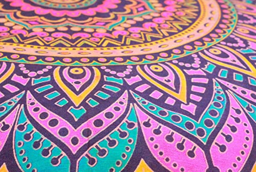 CRAFT KALA 22" Round Mandala Boho Pillow Cover Meditation Room Seating Poufs Cover for Living Room Yoga Room Home Bedroom Balcony Garden Party Decoration Cotton Floor Cushion Cover 22", New Pink Ombre - color: New Pink Ombre, size: 22"