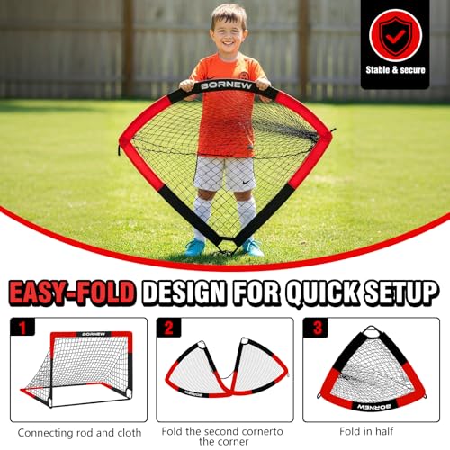 Kid Soccer Goal and Soccer Ball Targets Set - 6x4 / 4X3 ft Backyard & Indoor Soccer Goal, Portable Pop Up Soccer Net with Soccer Targets, Cones, Soccer Training Equipment for Ages 3-16 Year Gift - color: 2. Black Red