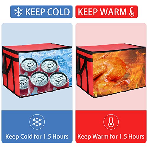 1-Pack Insulated Food Delivery Bag, XXX-Large Commercial Food Warmer for Delivery Drivers, Insulated Reusable Grocery Cooler/Hot Bags, Tote Bag for Shopping/Travel, Catering Bag 22x14x13, Red - color: Red, size: 22 x 14 x 13 inches