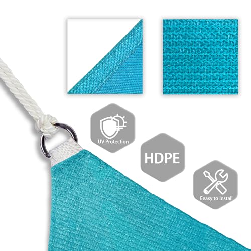 Patio Paradise 2' x 2' x 2' Sun Shade Sail Triangle Canopy Shade Cloth Fabric Sunlight Block Patio Pergola Cover HDPE Deck Awning for Outdoor Backyard Roof Shading, Turquoise - color: Turquoise, size: 2' x 2' x 2'