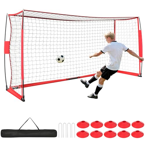 Soccer Goal, 12X6 FT Soccer Goals for Backyard, Portable Soccer Net for Outdoor Practice Training, Quick Setup Soccer Practice Equipment with Metal Base - style: Classic Net