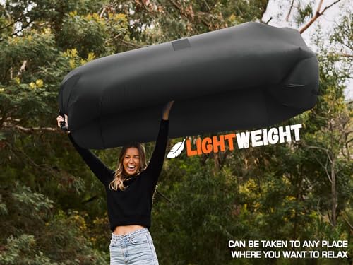 WEKAPO Inflatable Couch Air Lounger Chair - Camping & Beach Accessories, Portable Blow up Sofa for Hiking, Lawn, Indoor/Outdoor Movies & Music Festivals. Lightweight and Easy to Set Up Air Hammock - color: Black