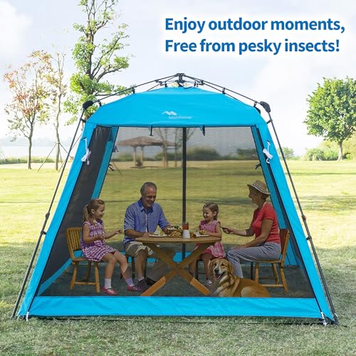 Pop Up Screen House Gazebo 8.2'x8.2'x75'' – Instant Portable Canopy with Mosquito Netting & UPF Sun Protection, Tool-Free 1-Minute Setup, Foldable Outdoor Tent for Backyard, Camping, Garden.Blue - color: Blue