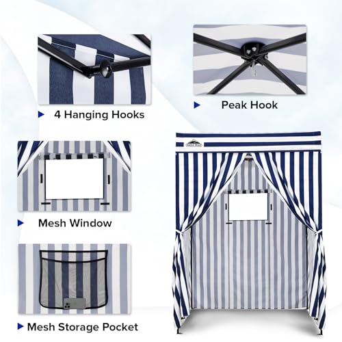 EAGLE PEAK Flex Compact 5x5 Pop-up Canopy Changing Room, Portable Privacy Dressing Room for Indoor Fashion Photoshoots, Camping, or Pool, White/Blue - color: White/Blue, size: 5x5 ft