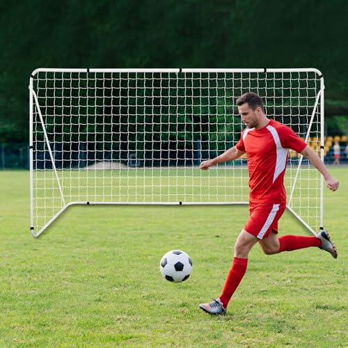 Liliful 12 x 6/10 x 6.5 ft Soccer Goal for Backyard Portable Soccer Net and Steel Weatherproof Frame Folding Goals with 6 Ground Stakes for Adults Youth Outdoor Training Competition - size: 8 x 5.1 ft