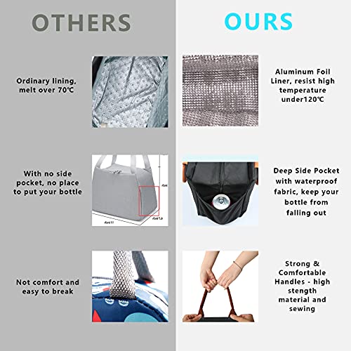 Joymee Lunch Bag Women Insulated Lunch Box Reusable Leakproof Large Spacious Cooler Tote for Women Men Adult with Bottle Holder and Side Pockets for Work Office Travel Picnic - Black - color: 04 Black
