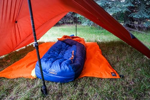 VIAM Outdoors | Multicloth 2.0 Water Resistant Ultralight Lightweight Backpacking Camping Survival and Ground Tarp | 1.9oz Orange | Measures 56 inches by 72 inches | has Stake Loops - color: Multi-cloth 2.0
