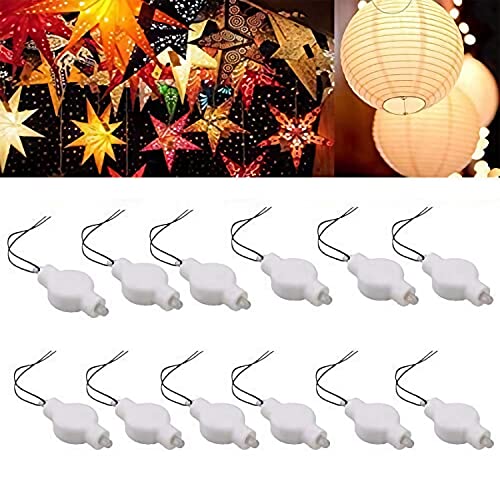 Paper Lantern Lights,Battery Operated LED Party Lights Bulbs for Paper Lantern Balloons Party Decoration, Waterproof - Warm White 12PACK - color: 12-Pack