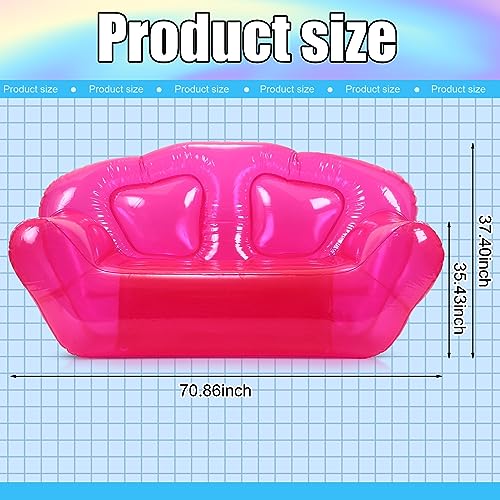 Kigley Inflatable Chair Blow Up Couches Transparent Inflatable Sofa Seat Yard Patio Portable Air Couch Furniture for Outdoor Indoor Camping Beach Room(Double Seat,Pink) - color: Pink