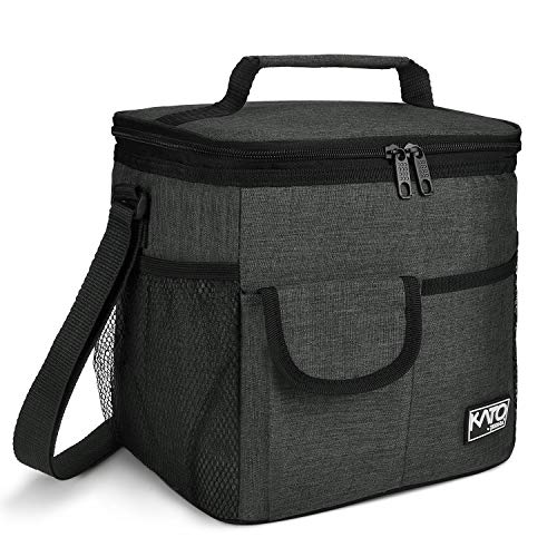Tirrinia Insulated Large Lunch Bag for Women Men, Leakproof Lunch Box Containers for Adults, Work, School, Soft Lunchbox for Kids, Boys, Adult Cooler Bag for Picnic, Hiking,Beach, Black - color: Black, size: Large-10.5L