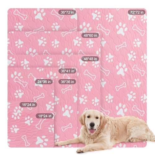 BEAUTYZOO 4 Pack Washable Pee Pads for Dogs, Reusable Puppy Pads for Potty Training, Waterproof Super Absorbent Whelping Pads Mats Non Slip Against Urine for Small Medium Dogs Cats, 36" x 41" - color: Pink, size: 36 X 41 Inch (Pack of 4)