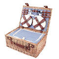 4-Person Handmade Wicker Picnic Basket Set, with Insulated Cooler Compartment, Complete Cutlery Kit, for Outdoor Parties, Picnics, Beach Trips