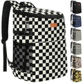 Camping Cooler Backpack 30 45 Cans, Soft Backpack Coolers Insulated Leak Proof Travel Cooler Bag Waterproof Lunch Picnic Beach Work Trip Thermal Bag Drink Beverage Beer Bag Cooler - color: Black White Checkered, size: 45 Cans