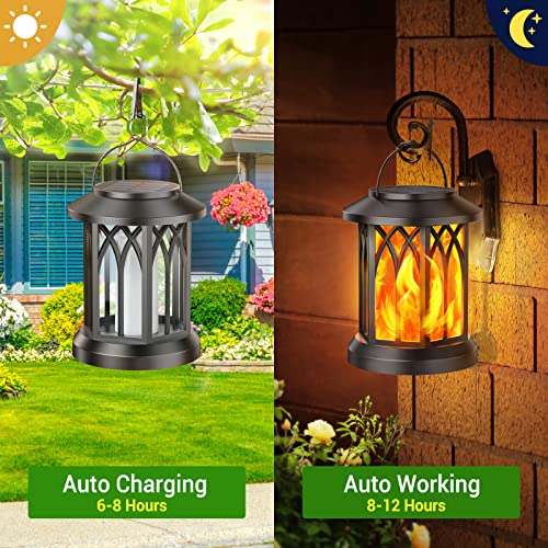 KOOPER 6 Pack Solar Lantern Outdoor Lights, Upgraded Flickering Flame Solar Lanterns Outdoor Waterproof, Auto ON/Off Lanterns Decorative Outdoor, Hanging Lantern for Yard Patio LawnTable Garden Decor - style: 6 Pack