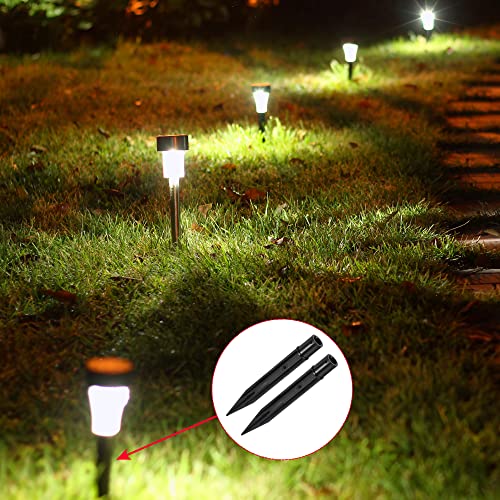 MECCANIXITY Solar Light Spikes, 0.39 x 0.67 x 5.91 Inch Ground Stakes for Garden Pathway Landscape Lamps, ABS Plastic Black, Pack of 12