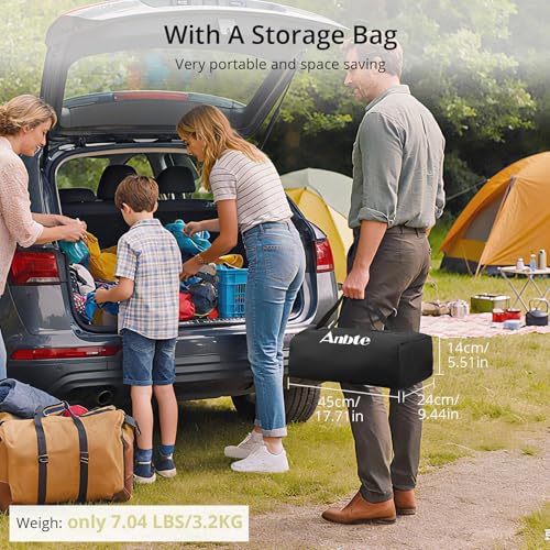 Anbte Folding Camping Table, 2 Height Adjustable Small Camping Side Table Aluminum Roll Top with Carry Bag, Stable X-Frame for Outdoor Cooking, Tailgating Picnic BBQ RV Travel, 20”x16”, 264lbs Load - size: 50.5 X 41 X [44/70] Cm