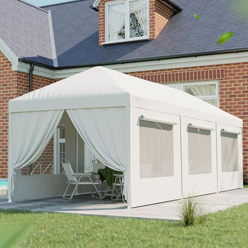 Quictent 10x30 Party Tent Gazebo Wedding Canopy Tent for Parties BBQ Shelter Pavilion with Removable Mesh Sidewalls & Elegant Church - size: 10' x 30' w/ 6 Mesh Sides