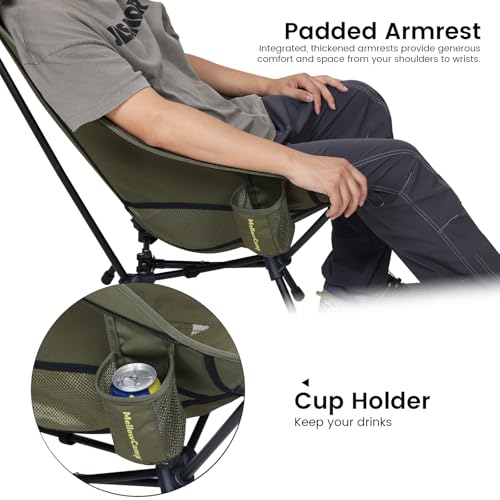 MellowCamp High Back Camping Chair, Oversized Comfort Design Collapsible Camp Chair with Pillow (Green) - color: High Back Green